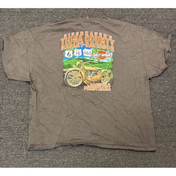 Harley-Davidson T-Shirt Men's 3XL Eisenhauer's Tioga County PA Back Graphic Gray - Picture 4 of 4